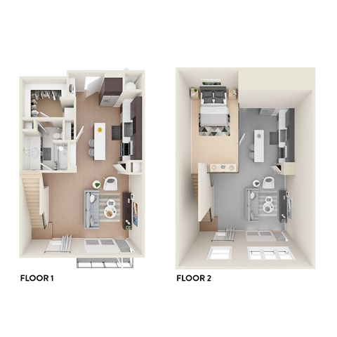 Floor plan for 1 bed, 1 bath, 869 sqft